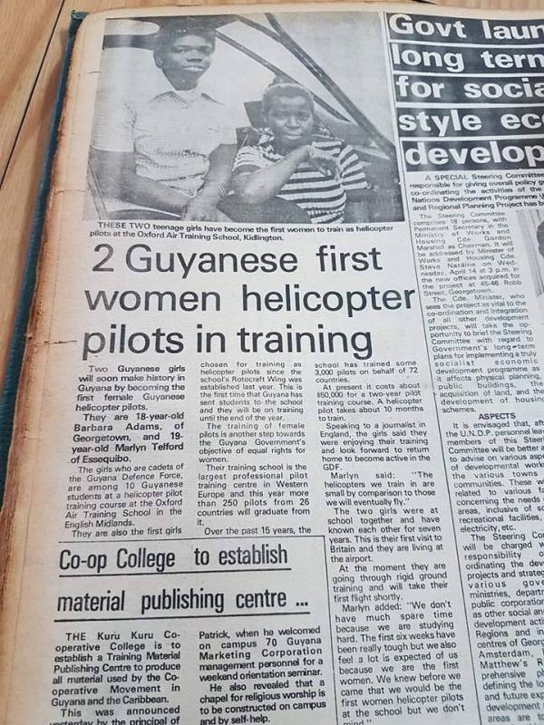  Lt. Marilyn Telford, helicopter pilot training 1975 GDF, Guyana WAC, women's army corps, Guyana, GDF, Female Officers, Course 6 1976 