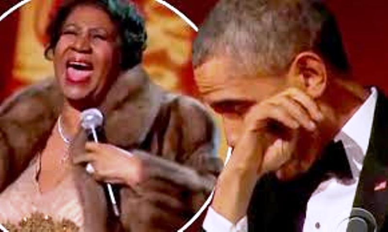 Aretha brings Obama to tears